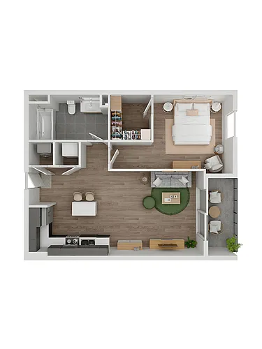 Floor plan 1 BDR 05