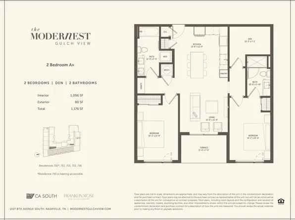 2 Bedroom Den Plan, Modernist Gulch View