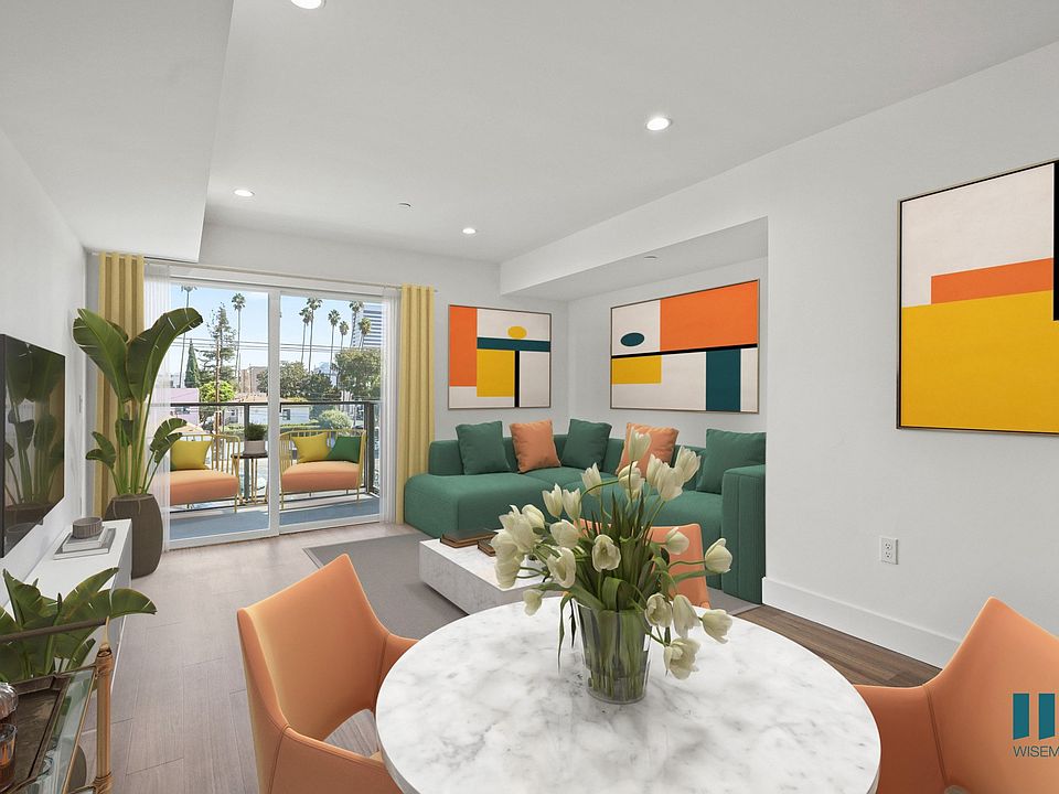 Dining and Living Room with Recessed Lighting, Vinyl Flooring, and a Patio