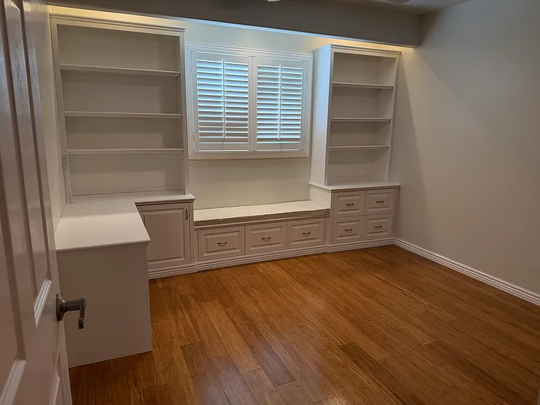 Second Bedroom, with built in cabinets and closet space.