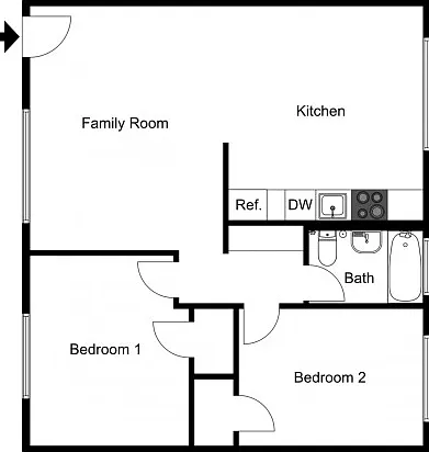 2 bedroom, 1 bathroom 2 bedroom, 1 bathroom