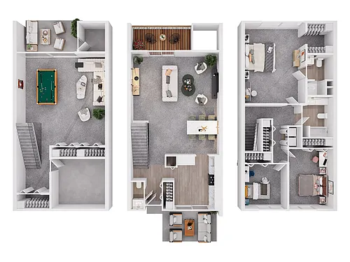 Floor plan 3 Bedroom Townhome 3 Level