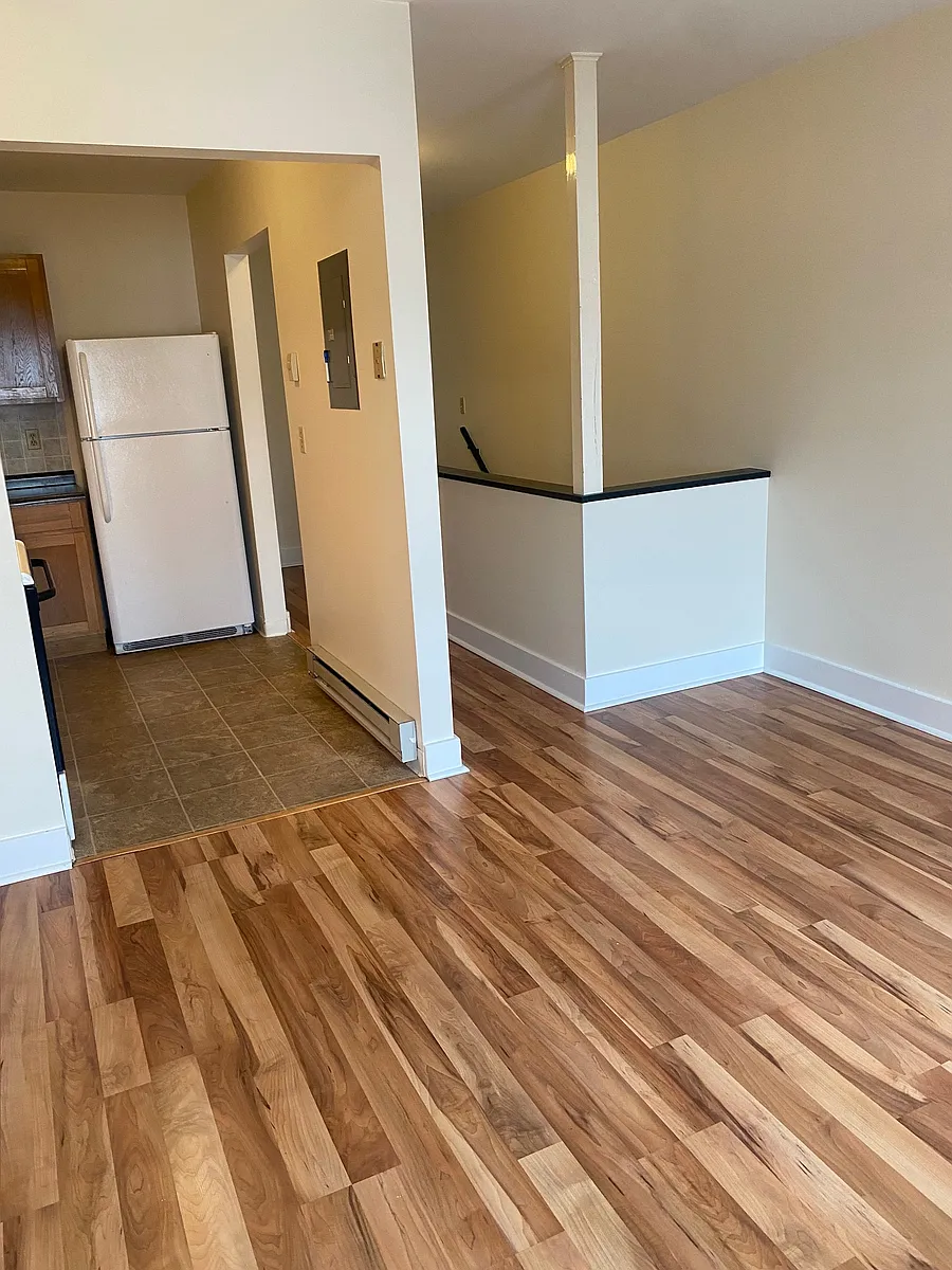 Living Room, Kitchen, and stairs to Bedroom - 433 Warren St #2