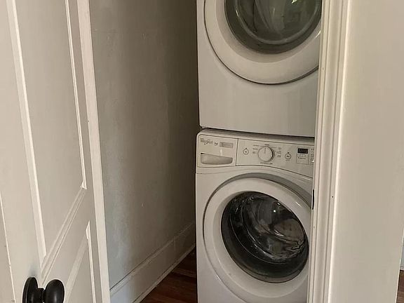 Laundry closet with new/modern washer and dryer