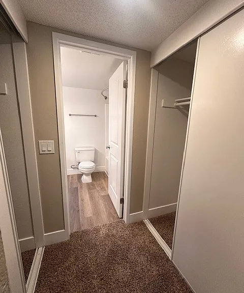 View from bedroom 1 into private bathroom