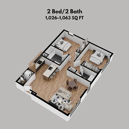 Floor plan 2 Bed/2 Bath