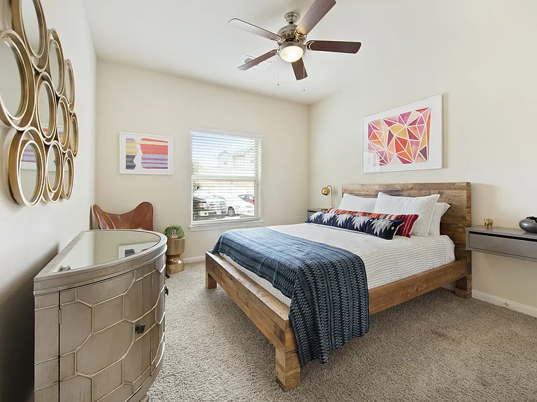 Classic home spacious bedroom with ceiling fan