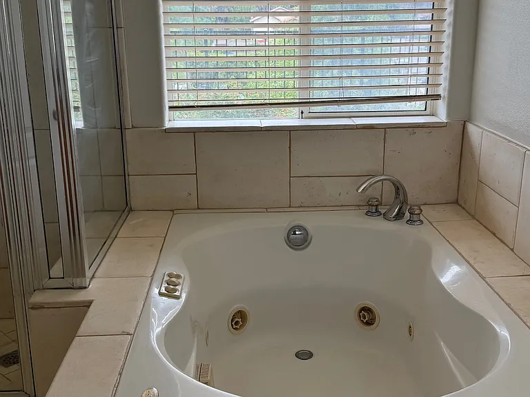 Master bathtub with hillside views