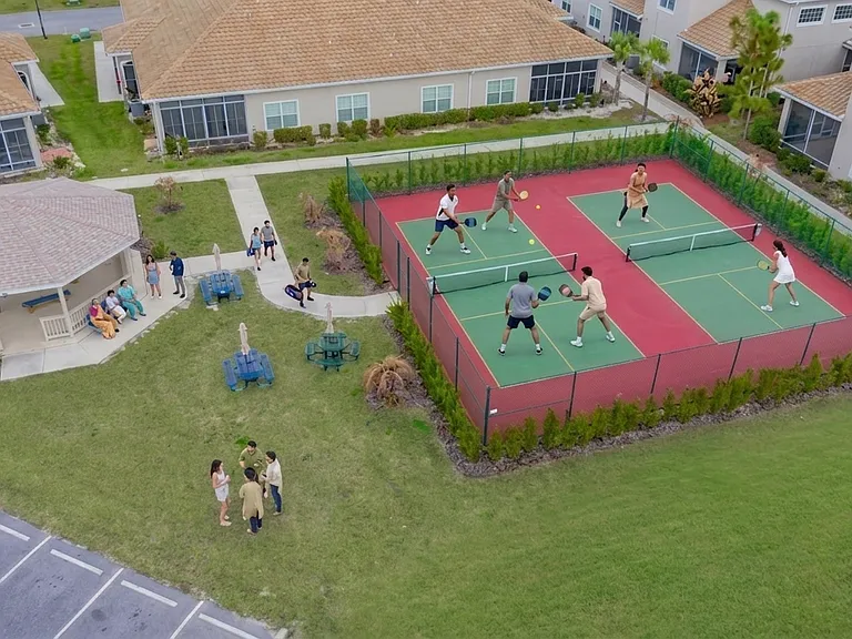 Pickle ball court, right outside.