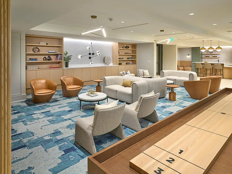 Indigo at McLean Station Phase I Club Room With Shuffleboard, TV, Kitchen & More