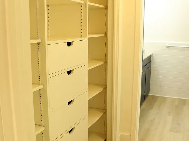 Built-in drawers and shelves for maximum organization.
