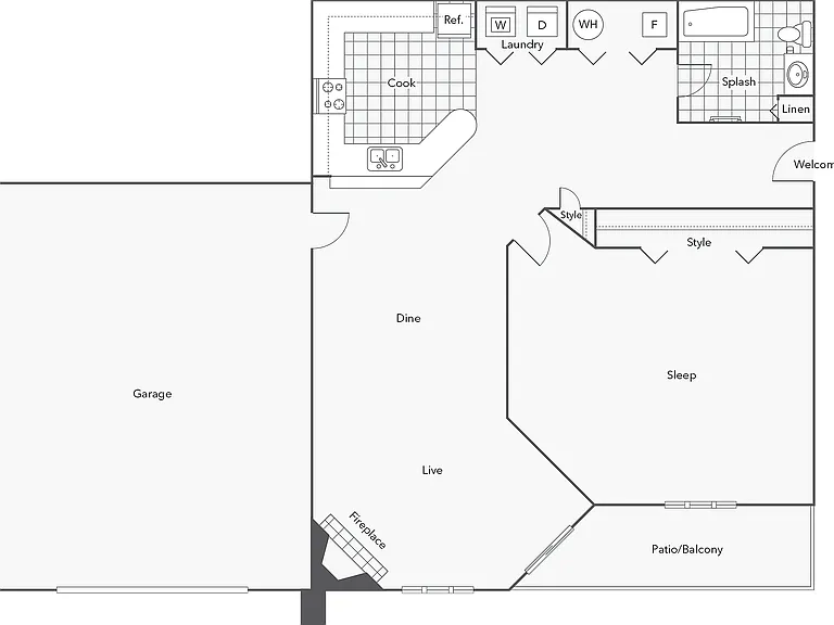 1 BR x 1 BA - A2 (Affordable 65) Floorplan 1 BR x 1 BA - A2 (Affordable 65) Floorplan