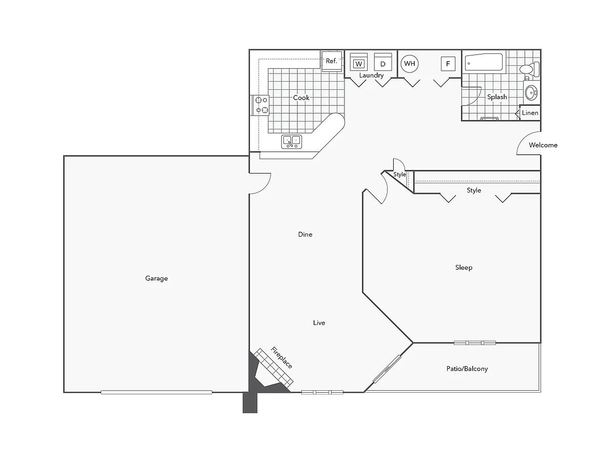 Floor plan 1 BR x 1 BA - A2 (Affordable 65)