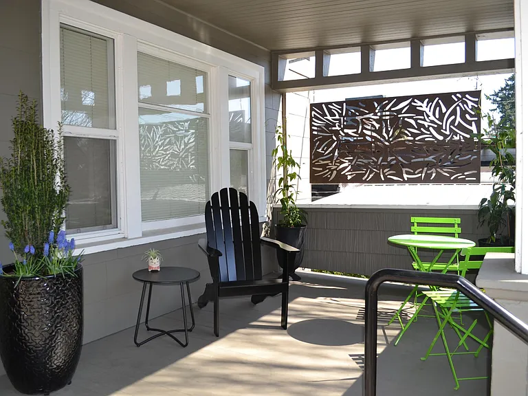 Shared front porch seating area