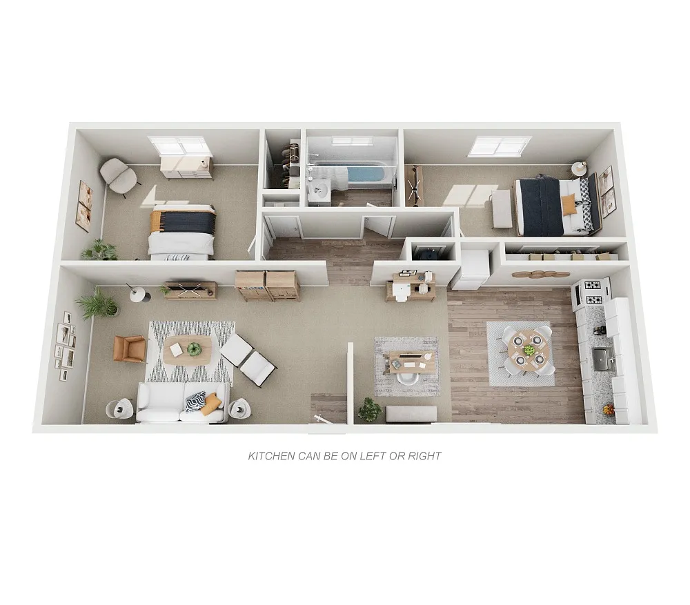 Floor plan 2 beds 1 bath