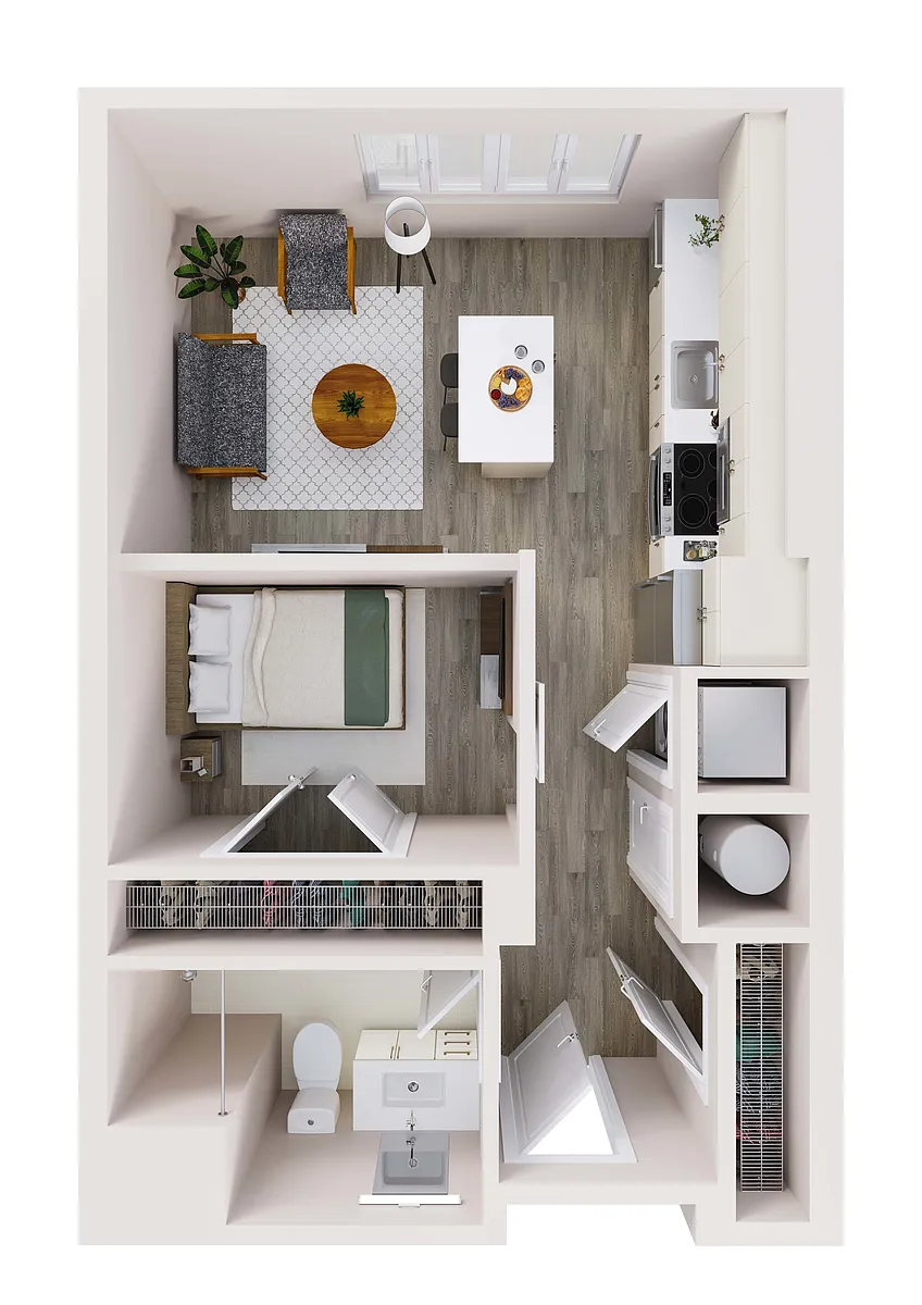 Floor plan Pemco: 1 Bedroom Apartment