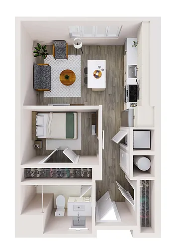 Floor plan Pemco: 1 Bedroom Apartment