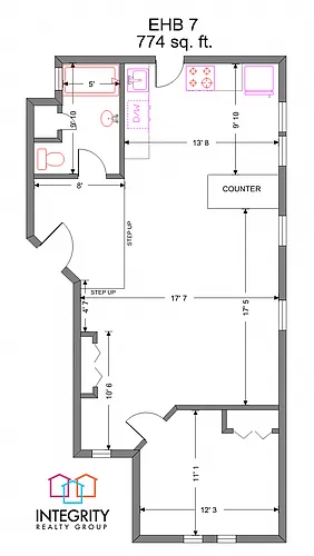 Floor plan Euclid Heights 2815, 1 Bedroom 1 Bath (Garden)