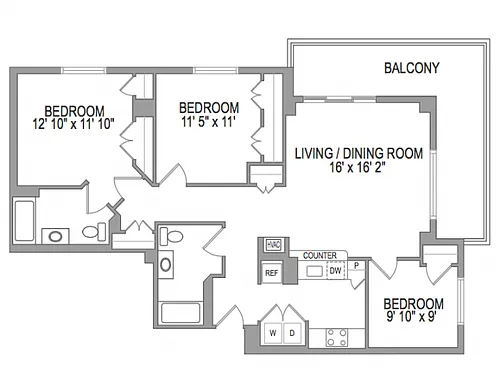 Floor plan 3x2 HANDICAP ACCESSIBLE