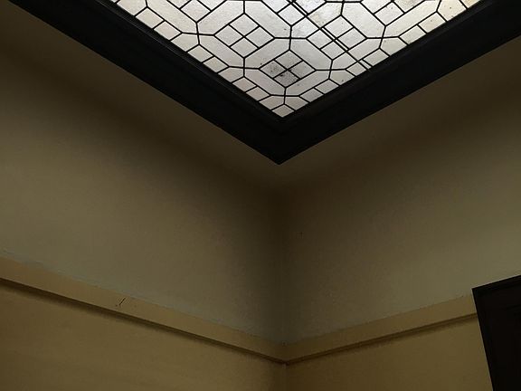 Elegantly charming skylite in dinette. The ceiling is way up there!!!