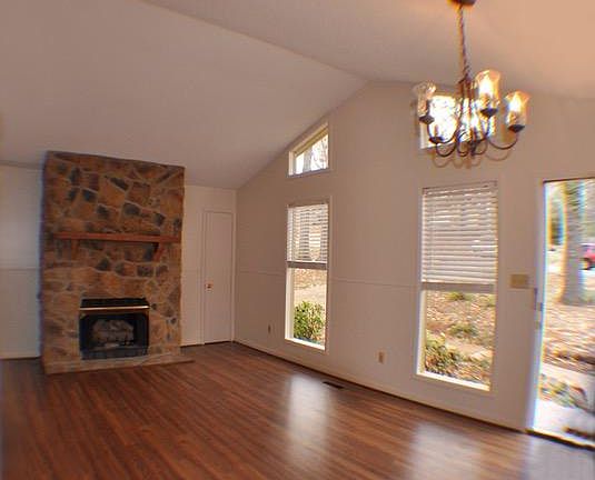 Living room with gas FP and half bath