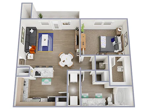 Floor plan 1 Bed, 1 Bath B (160% Income Restricted)