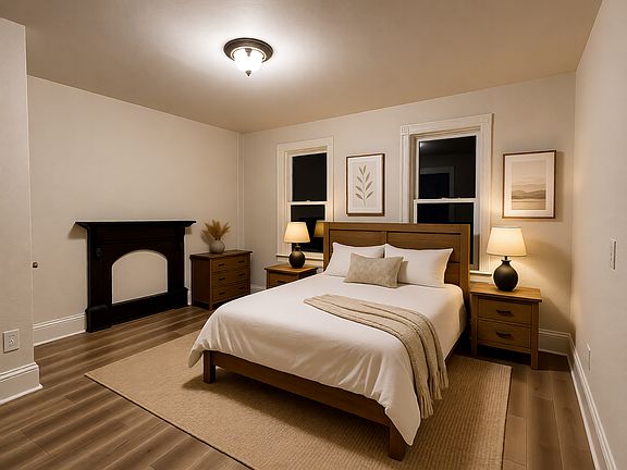 Virtually staged primary bedroom
