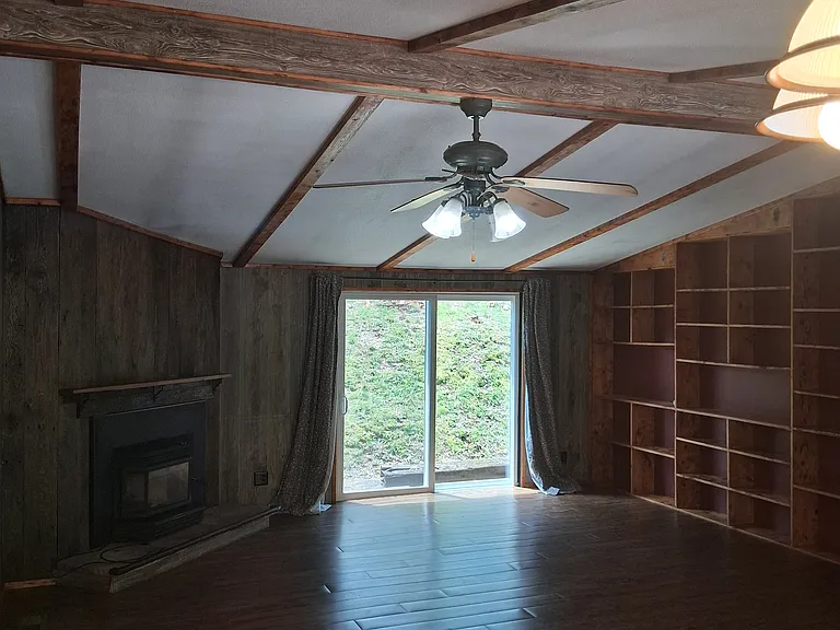 Living room with cozy fireplace