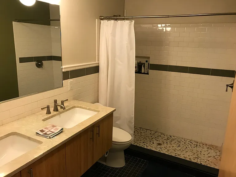 Second floor bathroom, Toto fixtures, marble vanity