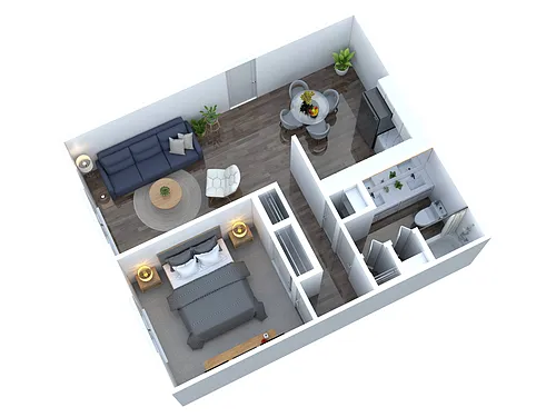 Floor plan 1 Bed, 1 Bath