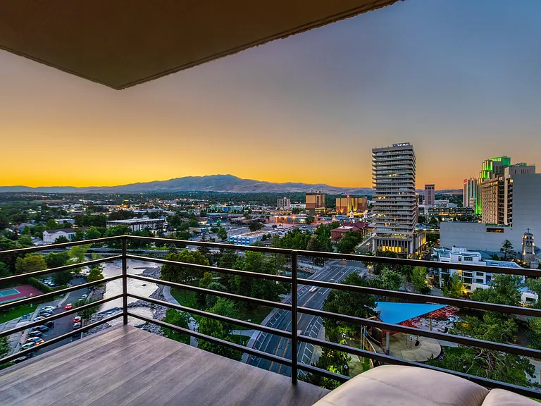 Balcony overlooking downtown Reno & Truckee River