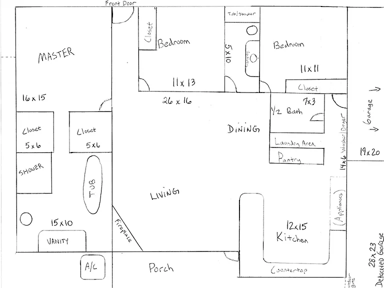 Floorplan with dimensions - not professionally done !!