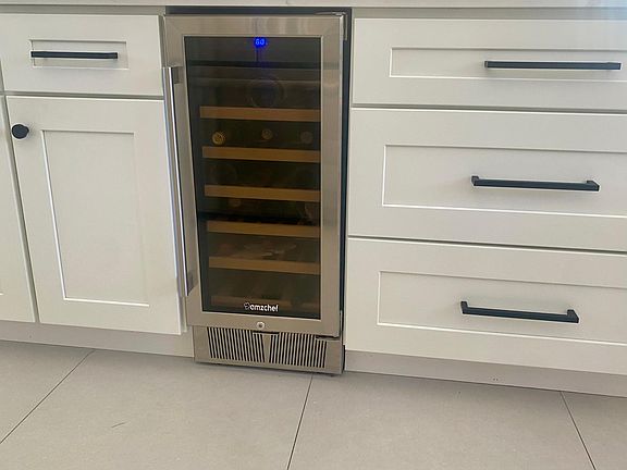 Wine fridge in island