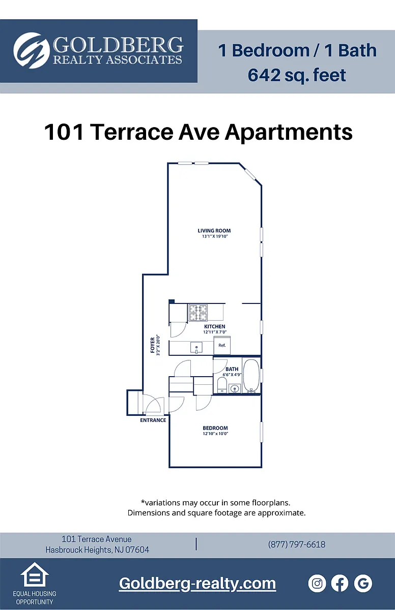 Floor plan One Bedroom 1 bath