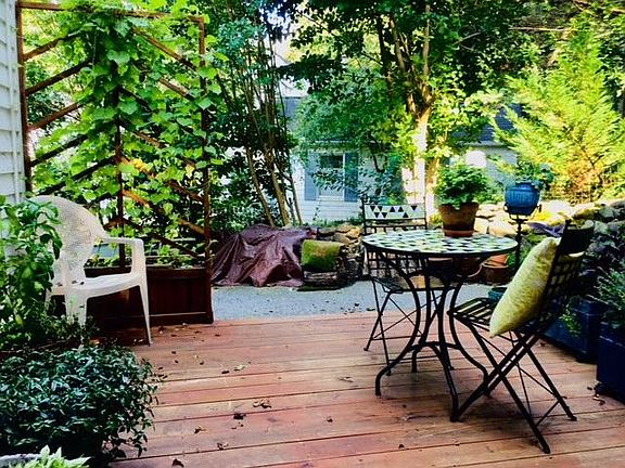 One of the three patios surrounding the home
