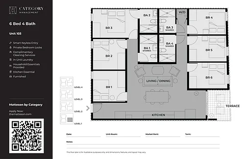 Floor plan Private Bedroom in Shared 6 Bed 4 Bath-C