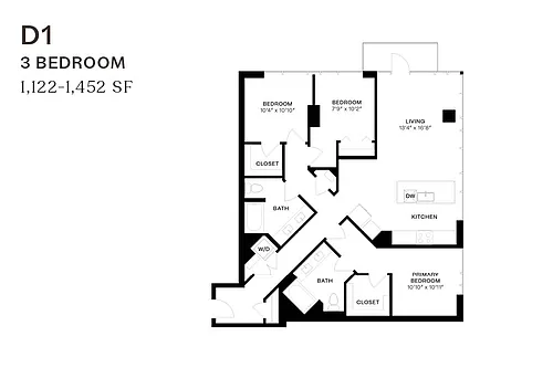 Floor plan Three Bedroom D1