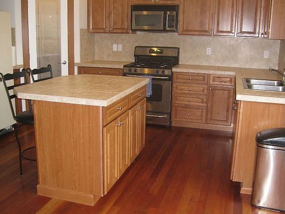 Kitchen with beautiful cherry wood floors