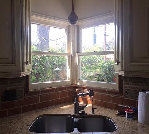 Kitchen area with view to the back patio