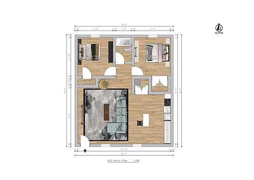 Floor plan Two Bedroom- One Bath