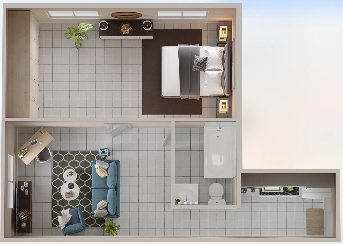 Floor plan 1 Bedroom - 1 Bathroom