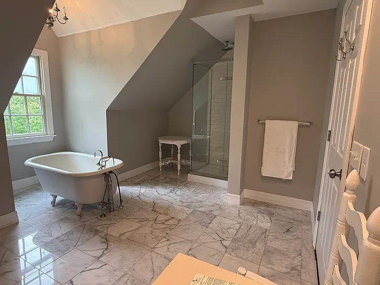 Primary bath, with shower and tub