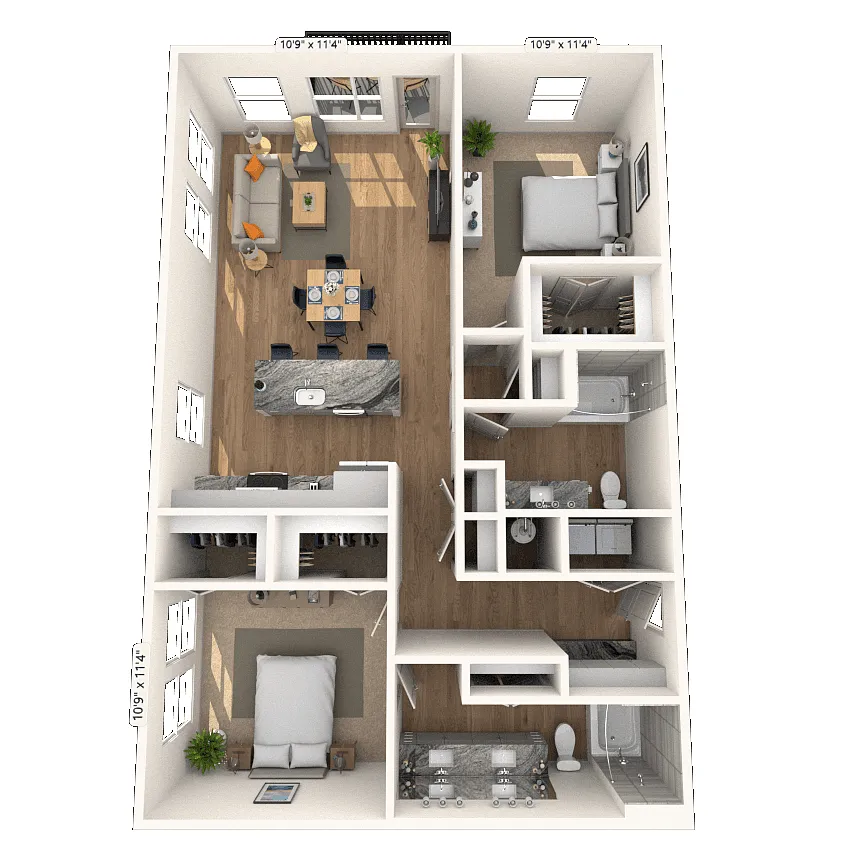 Floor plan B4 2x2 1388 SF