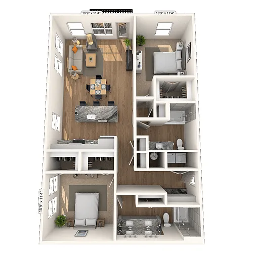 Floor plan B4 2x2 1388 SF