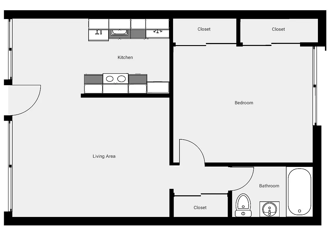 Floor plan 1 Bedroom 1 Bath