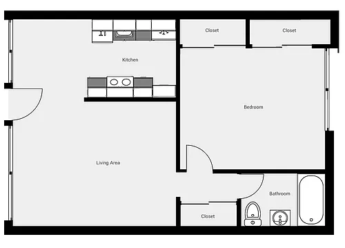Floor plan 1 Bedroom 1 Bath