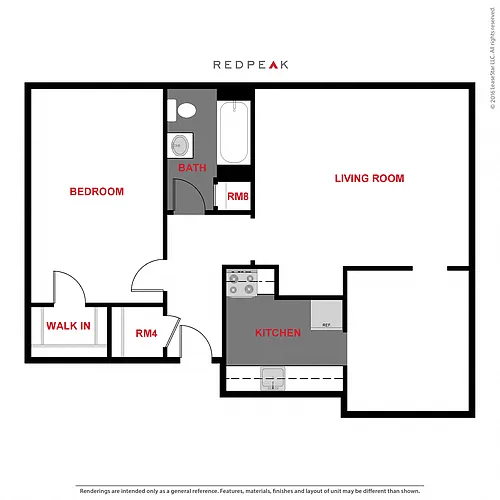 Floor plan 1373 - One Bedroom