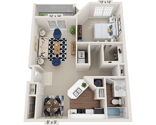 Floor plan One Bedroom A1