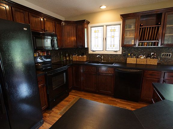 Wood and stone finishes.