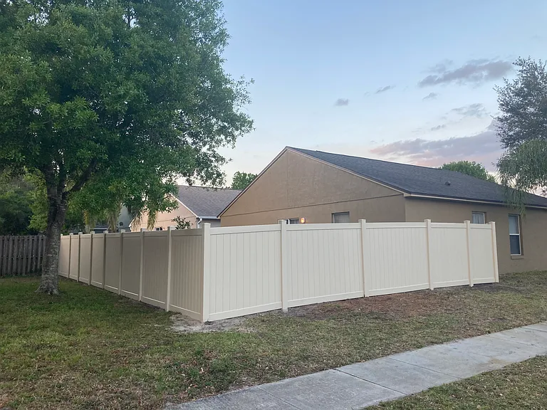 Vinyl fenced back yard